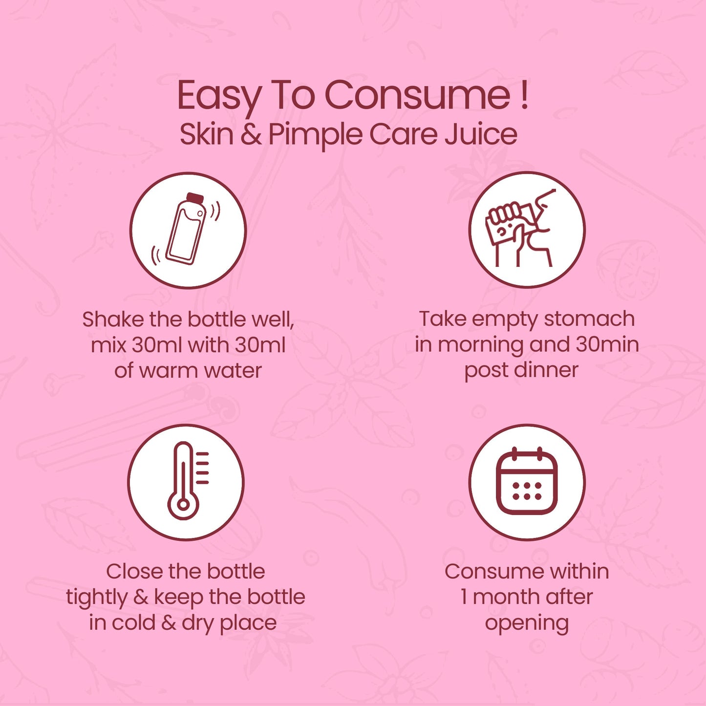 Easy to consume Skin & Pimple Care Juice