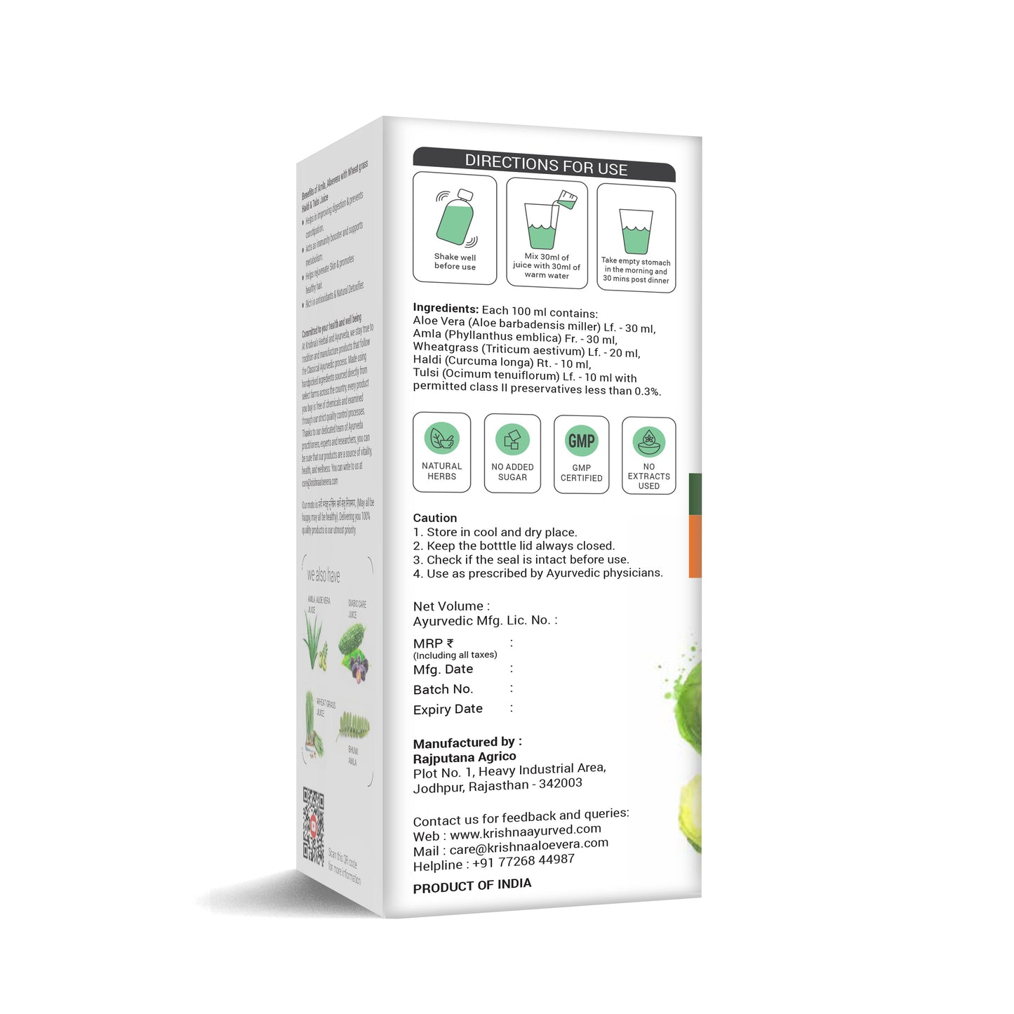 Amla Aloe Vera Wheat grass Haldi Tulsi Juice