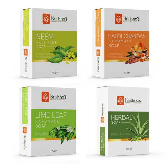 Natural Handmade Soaps Combo -Haldi Chandan | Neem | Herbal | Lime Leaf Soap