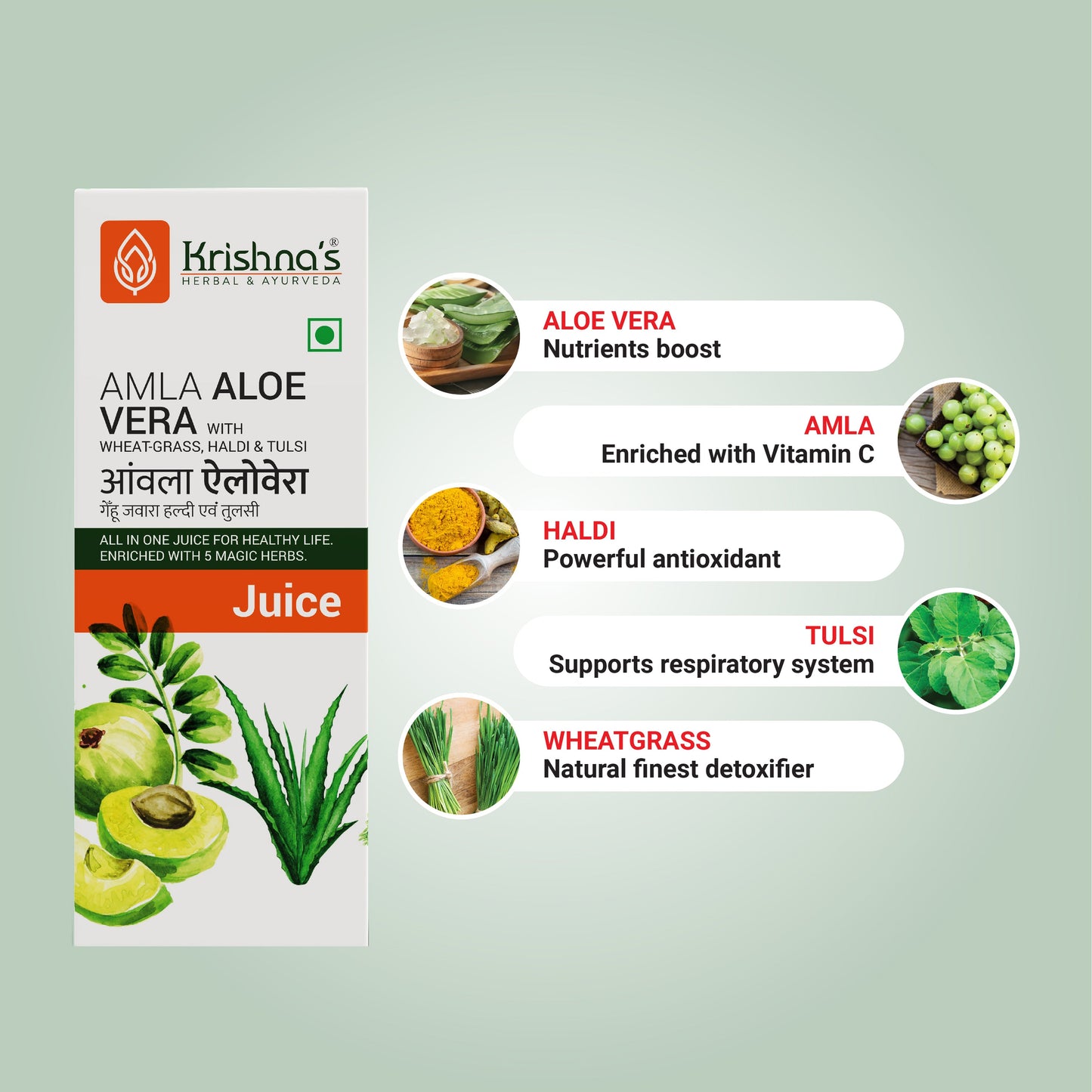 Amla Aloe Vera Wheat grass Haldi Tulsi Juice