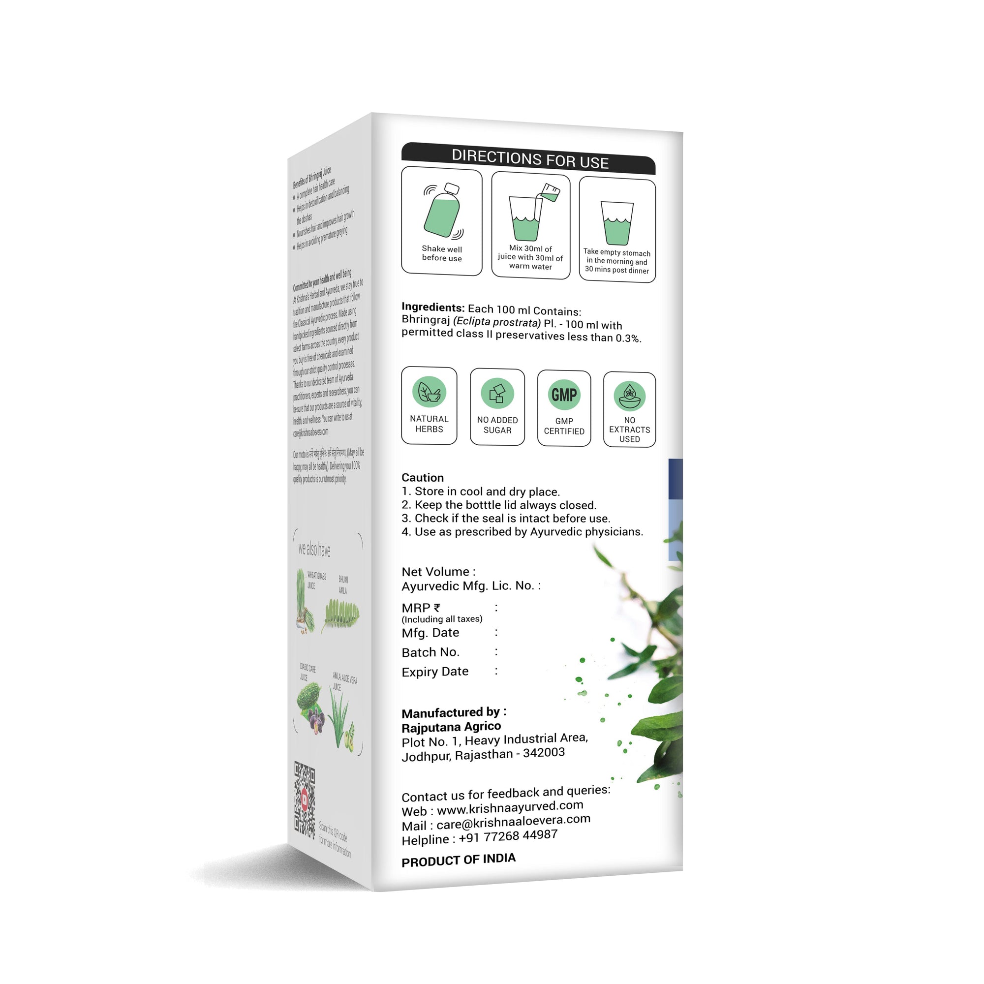 Bhringraj Swaras Hair Tonic Direction