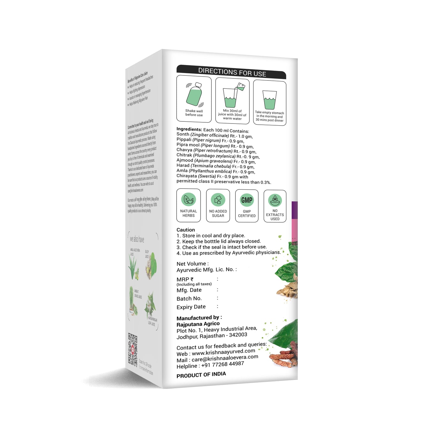 Migraine Care Juice Information