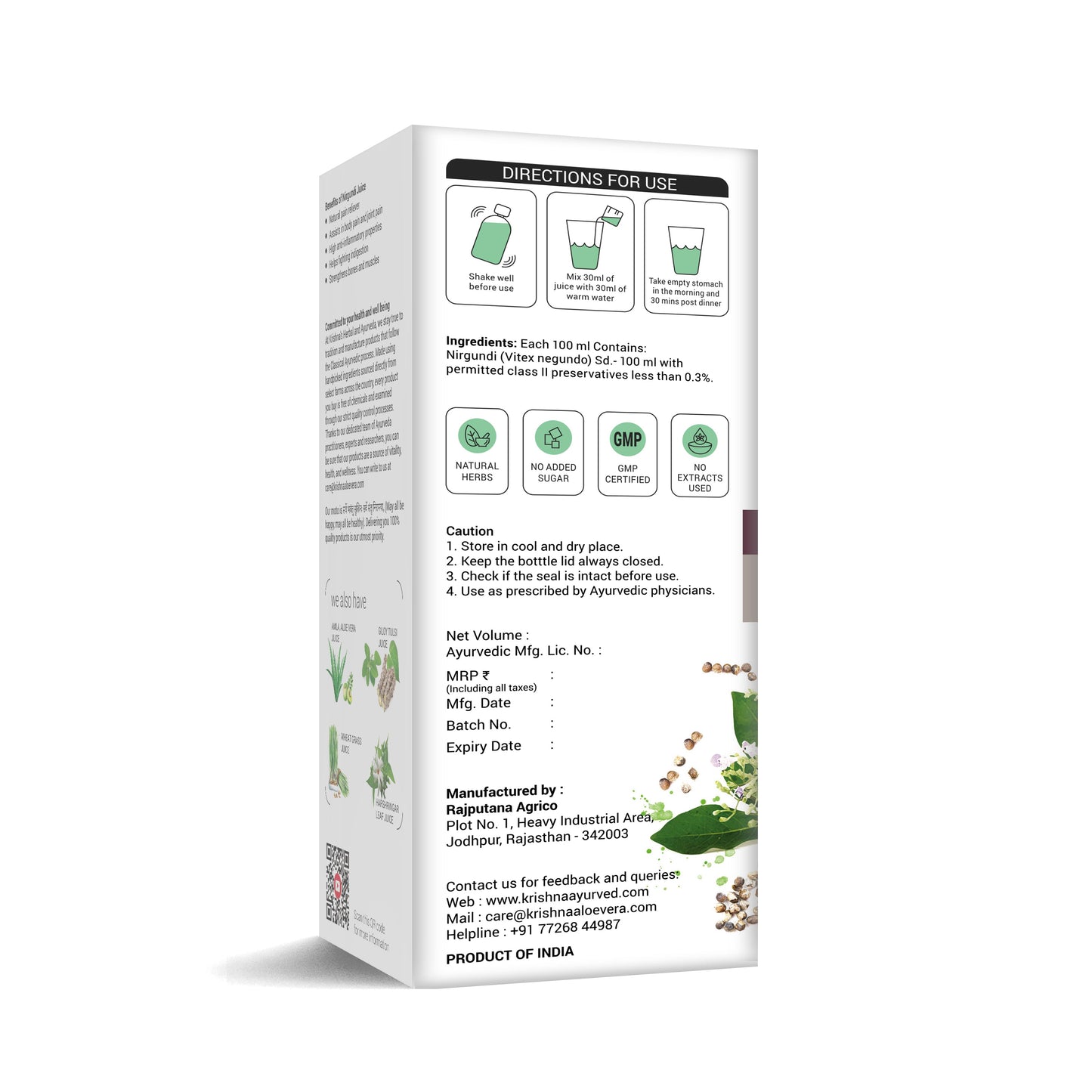 Nirgundi Juice Direction to use