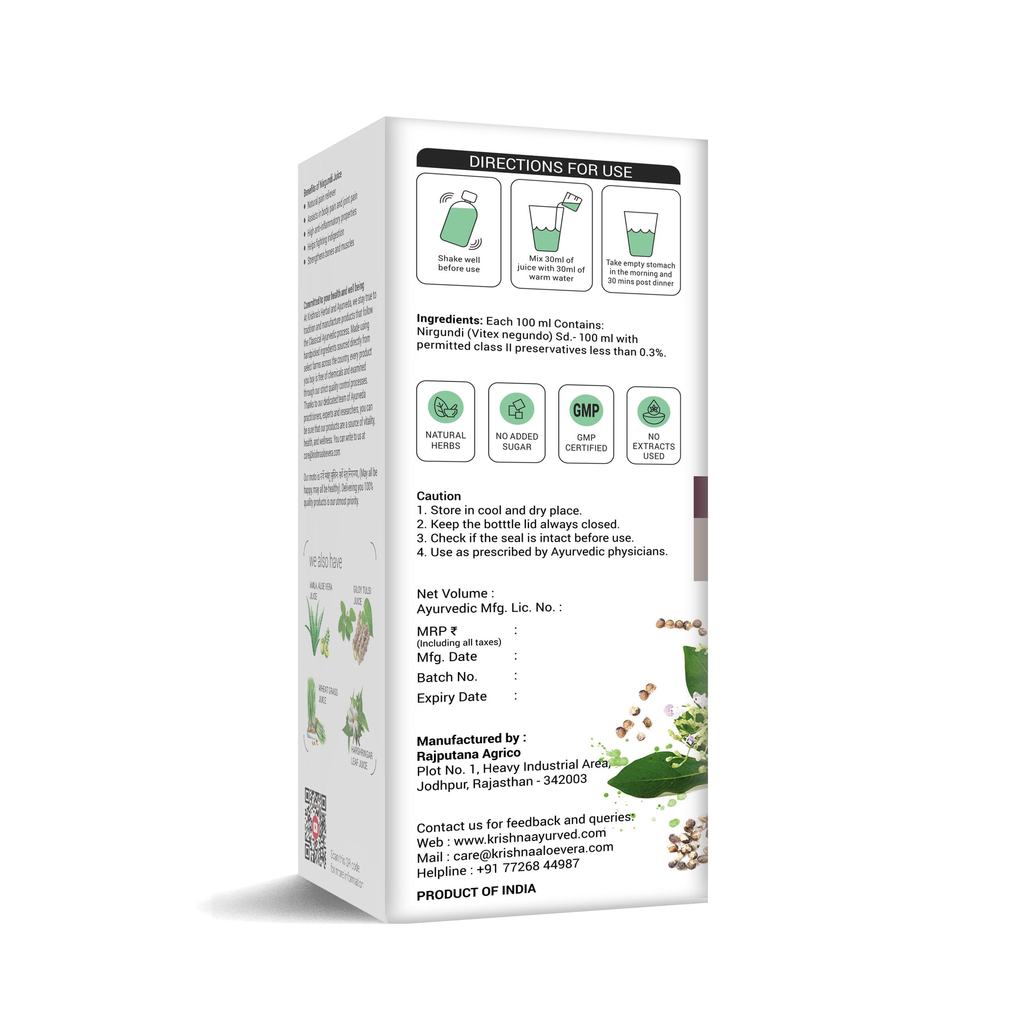 Nirgundi Juice Direction to use