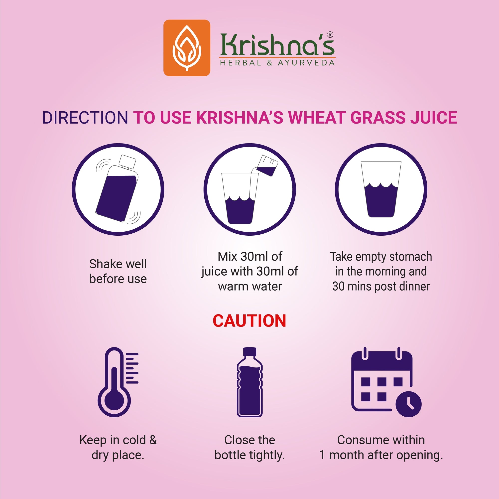 Direction to use Wheatgrass Juice